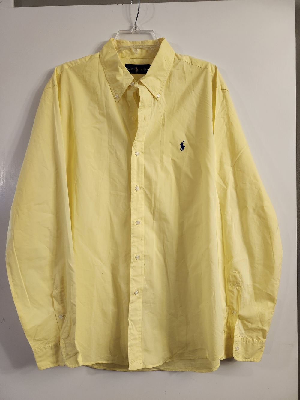 Ralph Lauren Pale Yellow Button-Down Shirt with Navy Pony